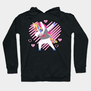 Dabbing Unicorn Hearts Valentine's Day Design Hoodie